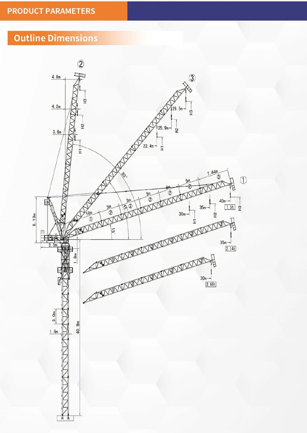 Tower Crane Hammer Head Self-Supporting Luffing Jib Tower Crane Cctl 110 (4015)